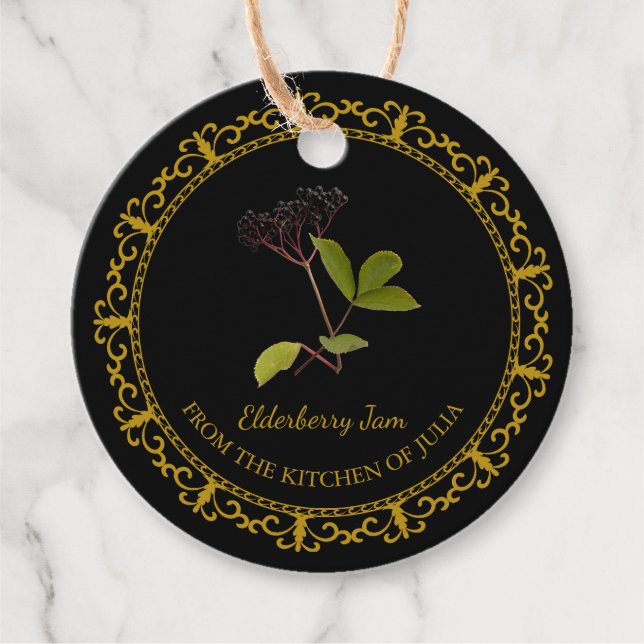 Vintage Homemade Elderberry Jam Hang Tag l Black (Front)