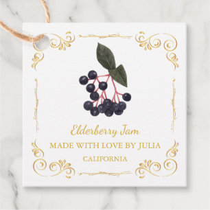 Vintage Homemade Elderberry Jam Square Hang Tag