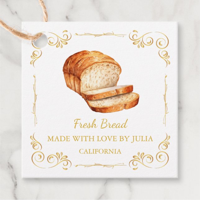 Vintage Homemade Fresh Bread Square Hang Tag (Front)