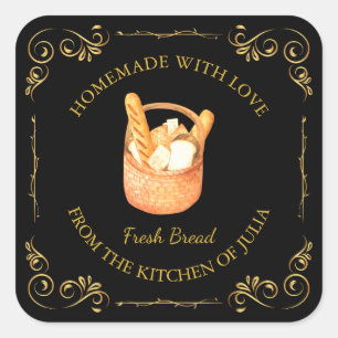 Vintage Homemade Fresh Bread Square Label