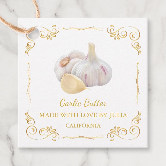Vintage Homemade Garlic Butter Square Hang Tag (Front)