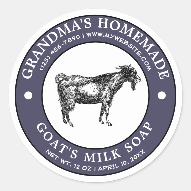 Vintage Homemade Goat's Milk Soap Label Template (Front)