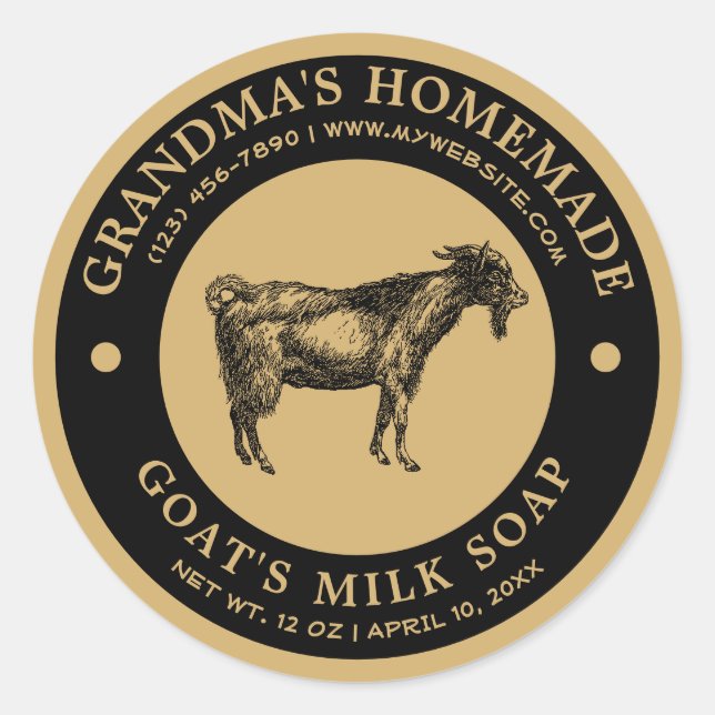 Vintage Homemade Goat's Milk Soap Label Template (Front)