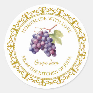 Vintage Homemade Grape Jam Label l White