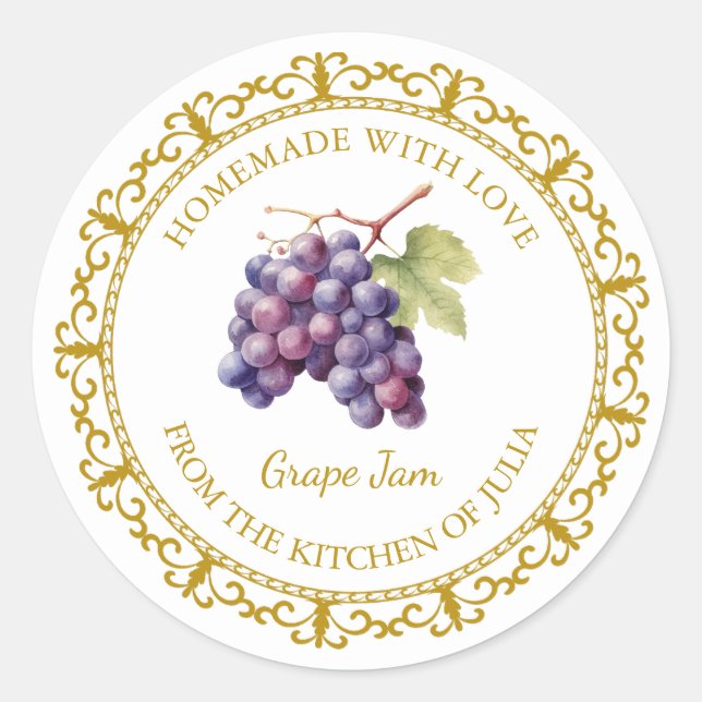 Vintage Homemade Grape Jam Label l White (Front)
