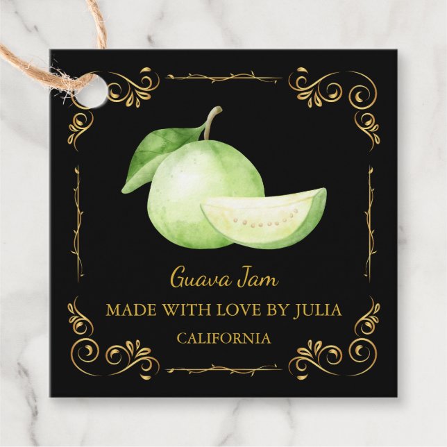 Vintage Homemade Guava Jam Square Hang Tag (Front)