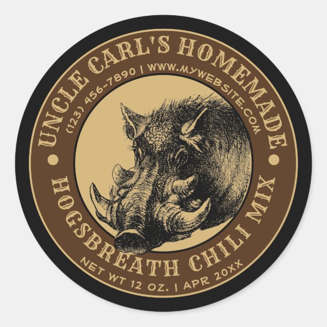 Vintage Homemade Hog Chili Mix Label Template (Front)