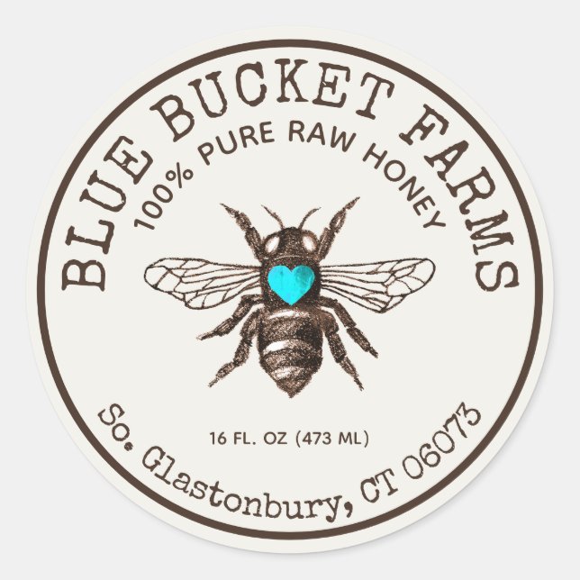 Vintage Homemade Honey Bee Jar Label (Front)