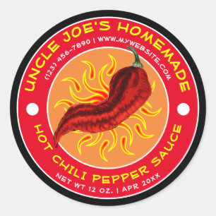 Vintage Homemade Hot Chili Pepper Sauce Classic Round Sticker