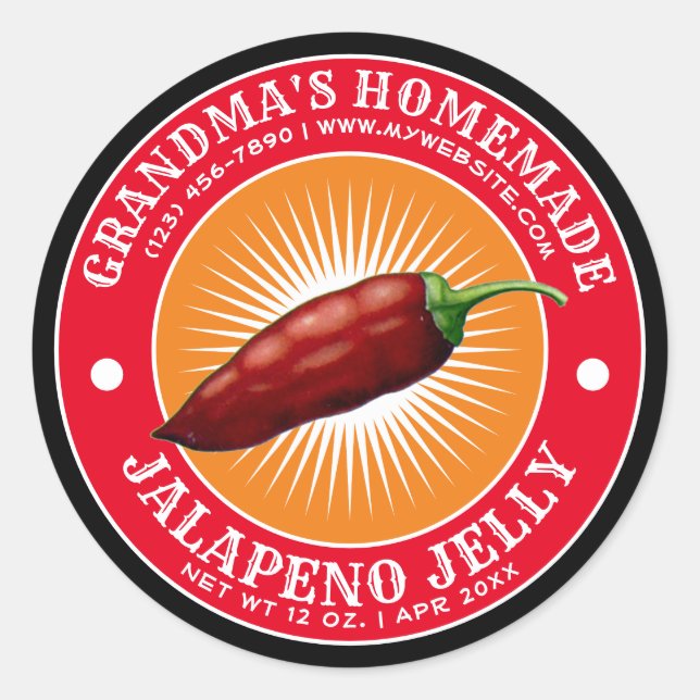 Vintage Homemade Jalapeno Jelly Label Template (Front)
