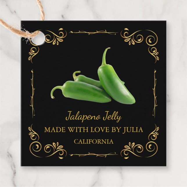 Vintage Homemade Jalapeno Jelly Square Hang Tag (Front)