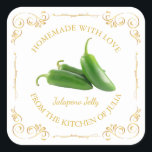 Vintage Homemade Jalapeno Jelly Square Label<br><div class="desc">Special for you!</div>