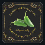Vintage Homemade Jalapeno Jelly Square Label<br><div class="desc">Special for you!</div>