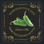 Vintage Homemade Jalapeno Jelly Square Label<br><div class="desc">Special for you!</div>