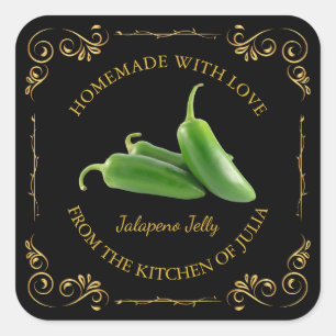 Vintage Homemade Jalapeno Jelly Square Label