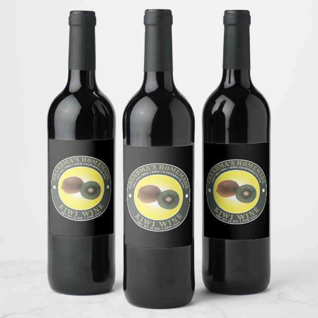 Vintage Homemade Kiwi Wine Label Template (Bottles)
