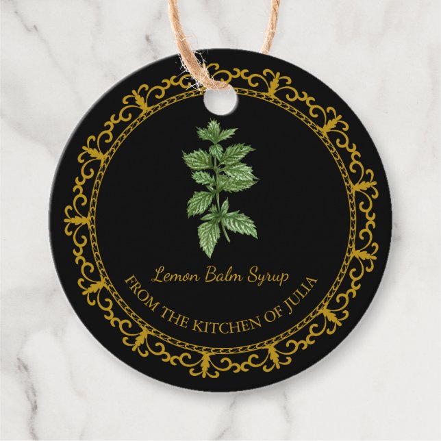 Vintage Homemade Lemon Balm Syrup Hang Tag (Front)