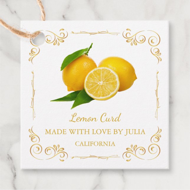 Vintage Homemade Lemon Curd Square Hang Tag (Front)