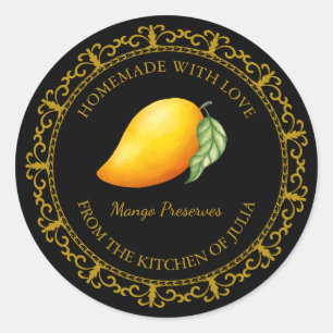 Vintage Homemade Mango Preserves Label l Black