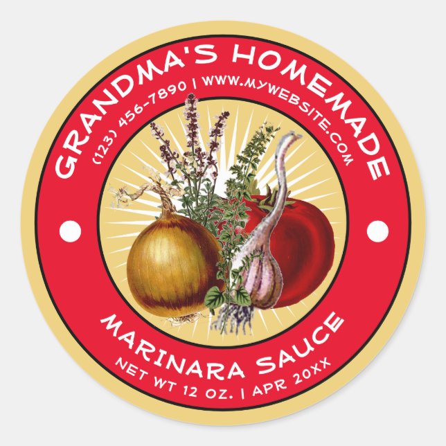 Vintage Homemade Marinara Sauce Label Template (Front)