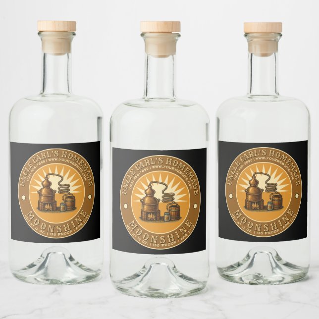 Vintage Homemade Moonshine Template Liquor Bottle Label (Bottles)