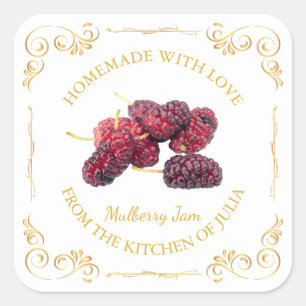 Vintage Homemade Mulberry Jam Square Label
