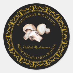 Vintage Homemade Mushroom Pickle Label l Black