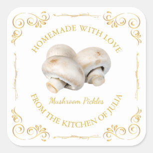 Vintage Homemade Mushroom Pickle Square Label