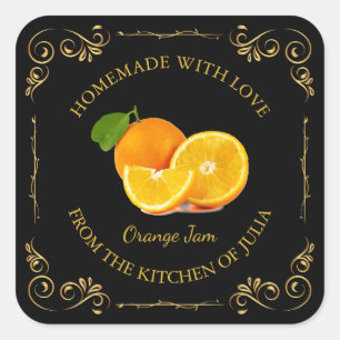 Vintage Homemade Orange Jam Square Label