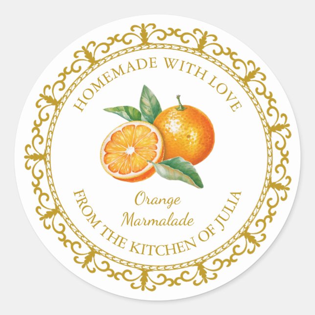 Vintage Homemade Orange Marmalade Label l White (Front)