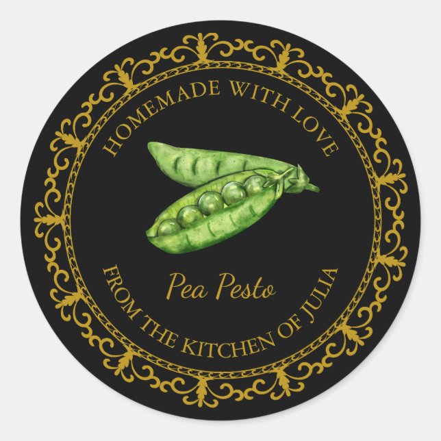 Vintage Homemade Pea Pesto Label l Black (Front)