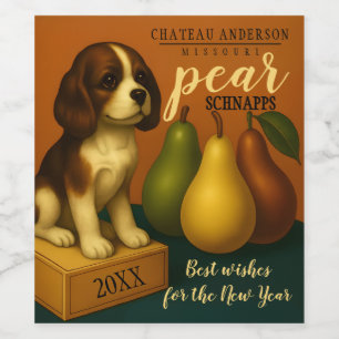 Vintage homemade pear cordial shrub vinegar  wine label