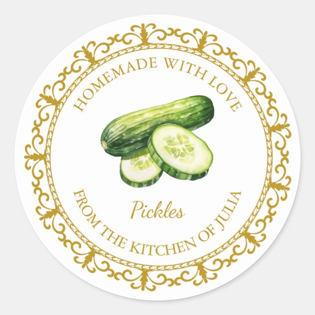 Vintage Homemade Pickle Label l White (Front)