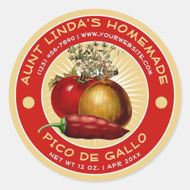 Vintage Homemade Pico De Gallo Label Template (Front)