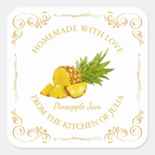 Vintage Homemade Pineapple Jam Square Label