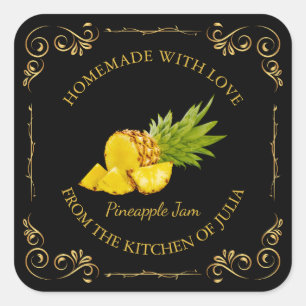 Vintage Homemade Pineapple Jam Square Label