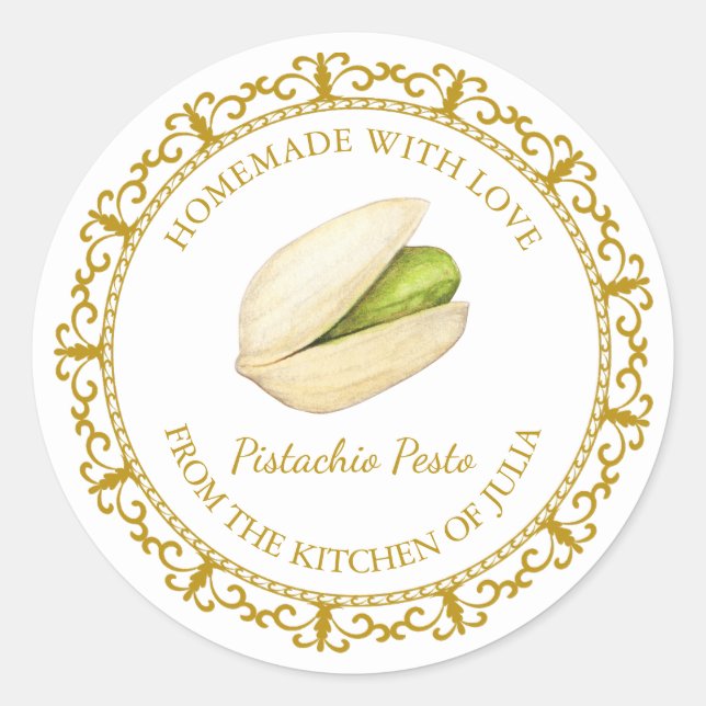 Vintage Homemade Pistachio Pesto Label l White (Front)
