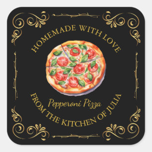 Vintage Homemade Pizza Square Label