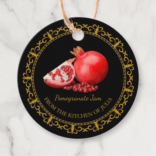 Vintage Homemade Pomegranate Jam Hang Tag l Black (Front)