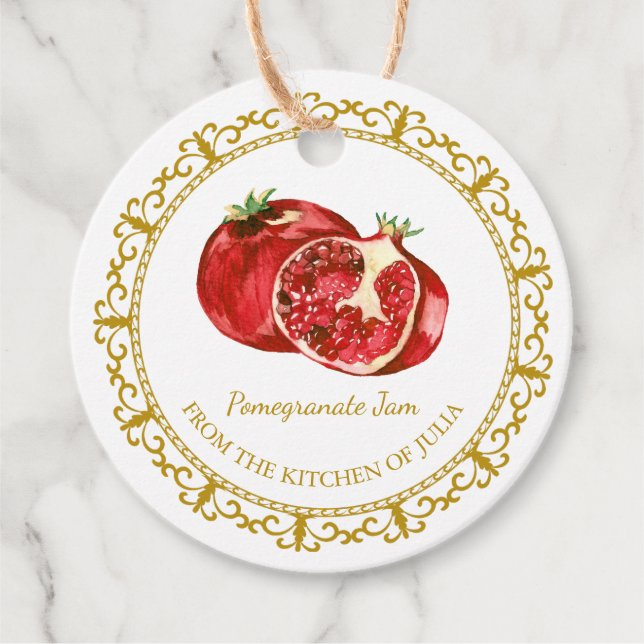Vintage Homemade Pomegranate Jam Hang Tag l White (Front)
