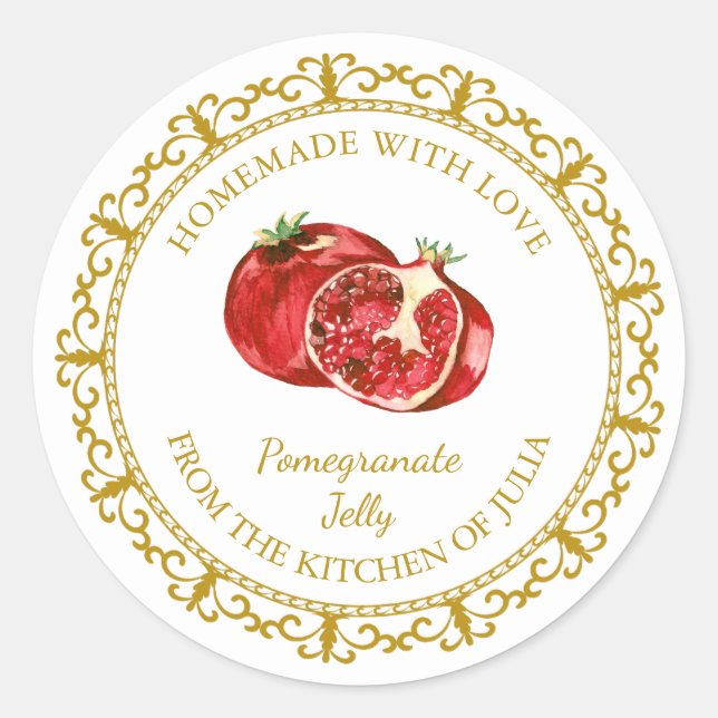 Vintage Homemade Pomegranate Jelly Label l White (Front)