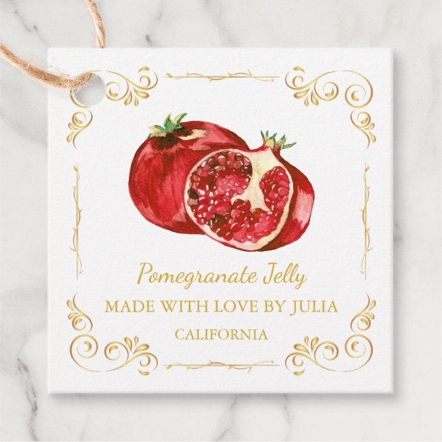 Vintage Homemade Pomegranate Jelly Square Hang Tag (Front)