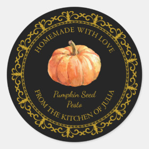 Vintage Homemade Pumpkin Seed Pesto Label l Black