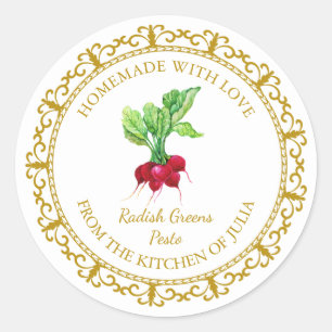 Vintage Homemade Radish Greens Pesto Label l White