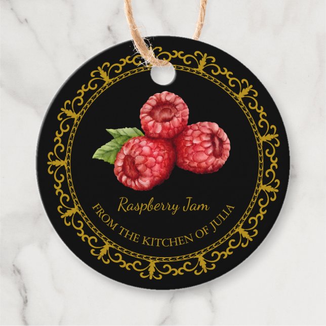 Vintage Homemade Raspberry Jam Hang Tag l Black (Front)