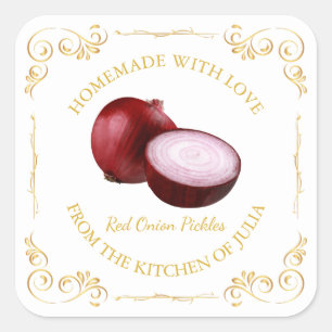 Vintage Homemade Red Onion Pickle Square Label