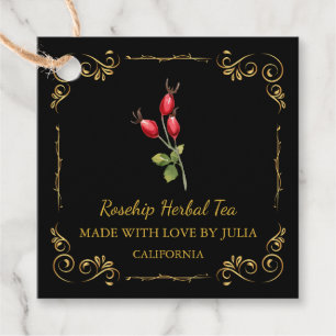 Vintage Homemade Rosehip Tea Square Hang Tag