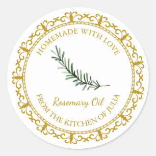 Vintage Homemade Rosemary Oil Label l White