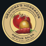Vintage Homemade Salsa Label Template<br><div class="desc">Easily create and customize labels for your products with this template. The centre tomato, onion and jalapeno graphics were derived from antique seed catalogues. There are also graphics of cherries, strawberries, and pears in hidden layers of this template. You can easily replace these centre graphics with you own logo. You...</div>