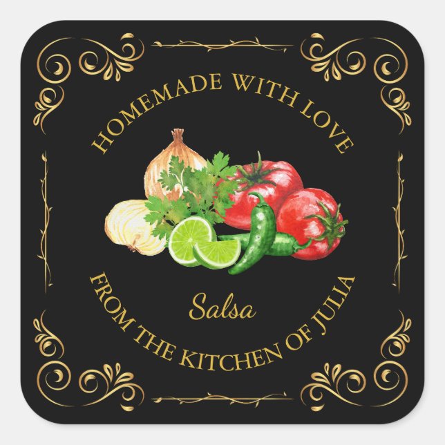 Vintage Homemade Salsa Square Label (Front)